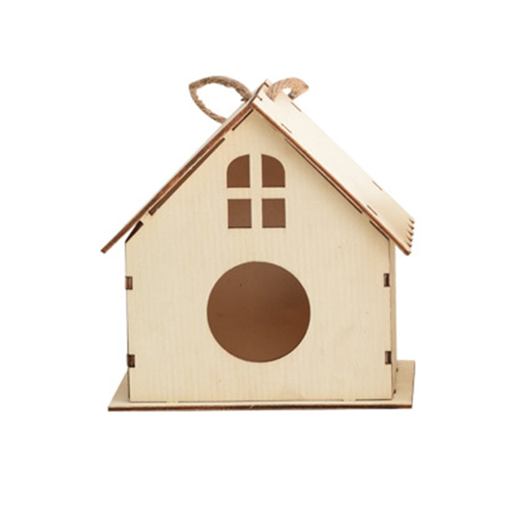 Bird Wood House with Lanyard Outdoor Unfinished DIY Accessory Pet Supplies Hanging Birdhouse for Outside Balcony