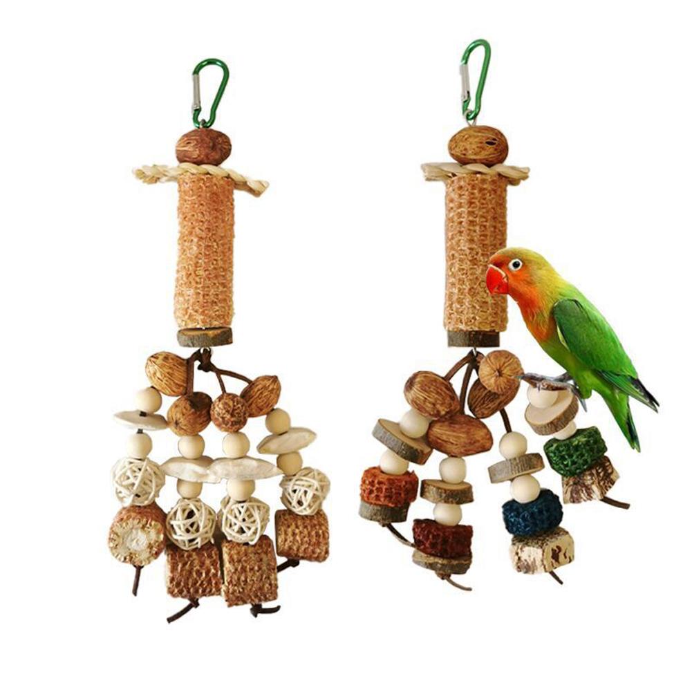 Parrot Hanging Chewing Toys Corn Cob Rattan Ball Molar Treats Toy Bird Cage Accessories For Relieve Boredom