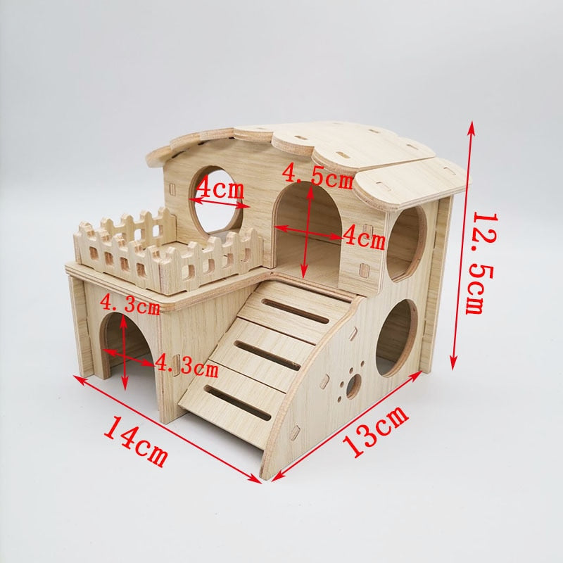 Hamster Squirrel Solid Wood Shelter Hedgehog Wooden House Golden Silk Bear Nest Dutch Pig Sleeping Room Rudin Chicken Big House