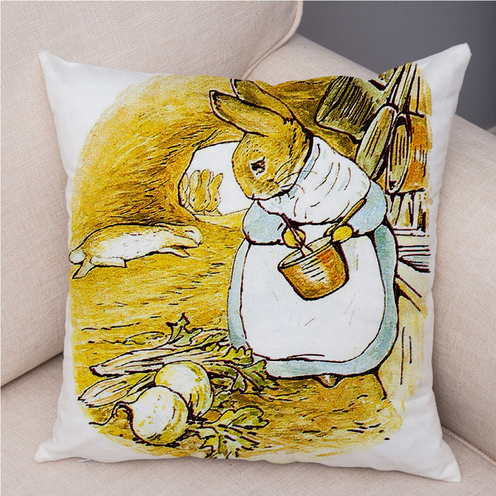 Cute Cartoon Rabbit Soft Plush Cushion Cover for Sofa Home Children Room Decor Fairy Tale Animal Pillowcase Pillow Case Covers
