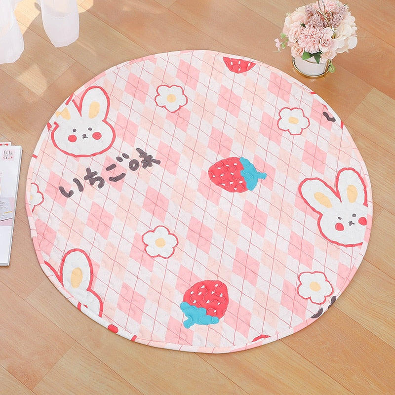 Rabbit Round Floor Mat Pet Tent Round Pad Sleeping Blanket Indoor Bunny Cage Lying Mat Kitten Puppy Play Mat Guinea Pig Pet Item
