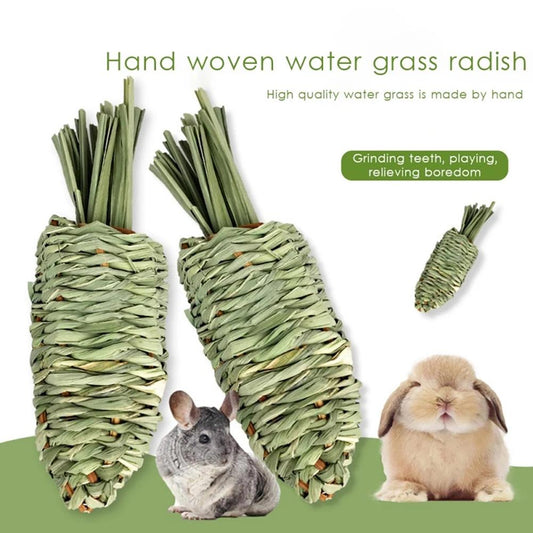 Rabbit Water Grass Radish Toys Natural Hand-woven Molar Toy Supplies For Rabbit Guinea Pig Chinchilla
