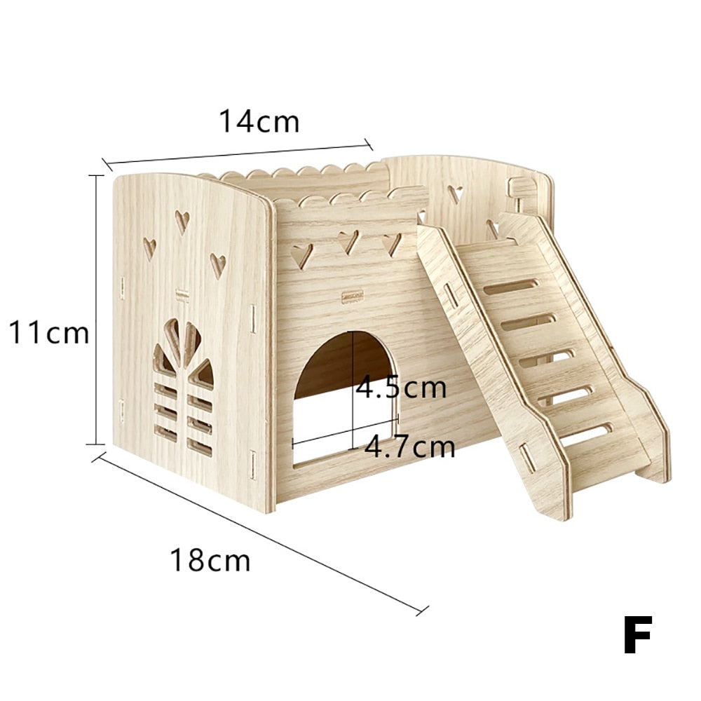 Hamster Wooden Hideout House Room Ladder Climbing Toys