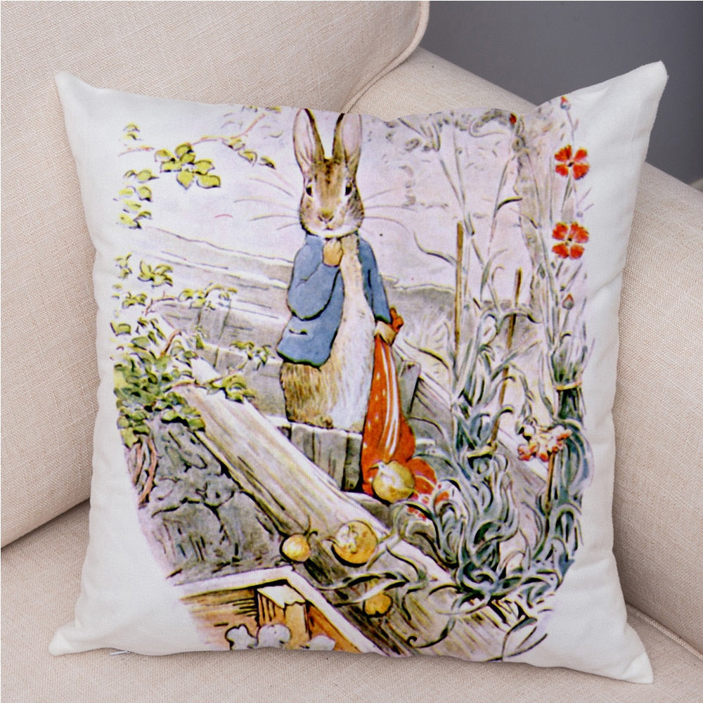 Cute Cartoon Rabbit Soft Plush Cushion Cover for Sofa Home Children Room Decor Fairy Tale Animal Pillowcase Pillow Case Covers