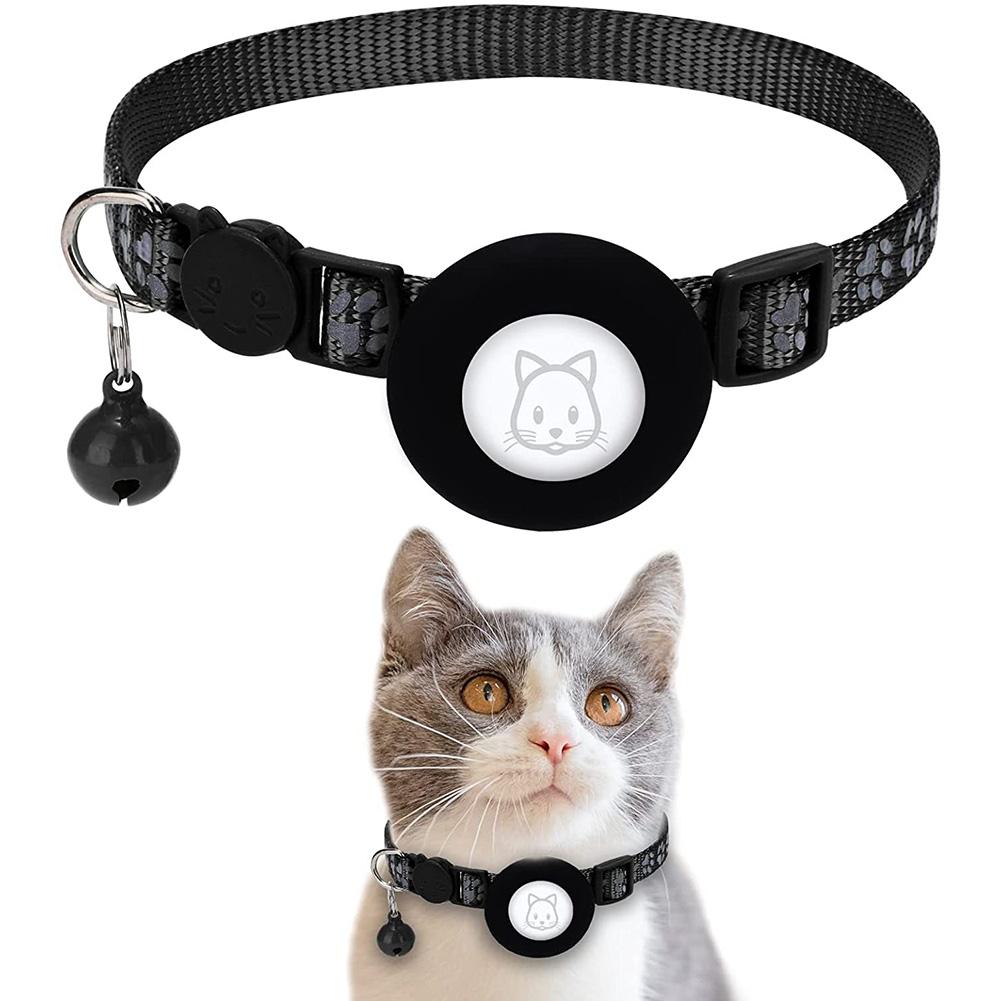 Pet Safety Reflective Collar Adjustable Footprint Print Pet Necklace With Bells
