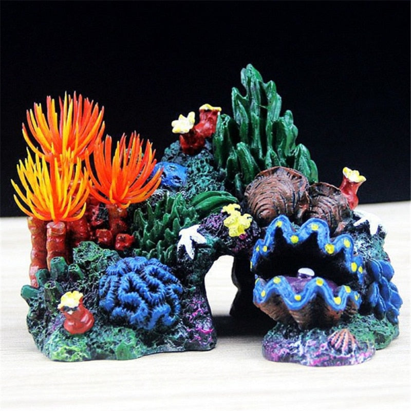 Aquarium Artificial Coral Decoration Resin Fish Tank Landscaping Decor Hiding Mountain Cave Betta Fish Hideaway Rock Coral Reef