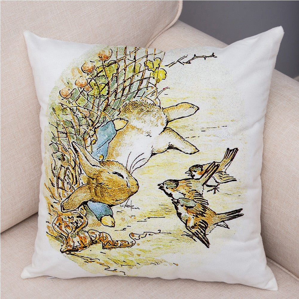 Cute Cartoon Rabbit Soft Plush Cushion Cover for Sofa Home Children Room Decor Fairy Tale Animal Pillowcase Pillow Case Covers