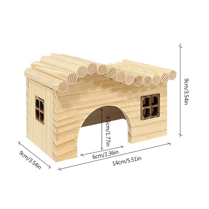 Cute Hamster House Hedgehog Climbing Toy Waterproof Wooden Small Animal Beds Anti-mite Cottage Pet Cozy Supplies D0LD