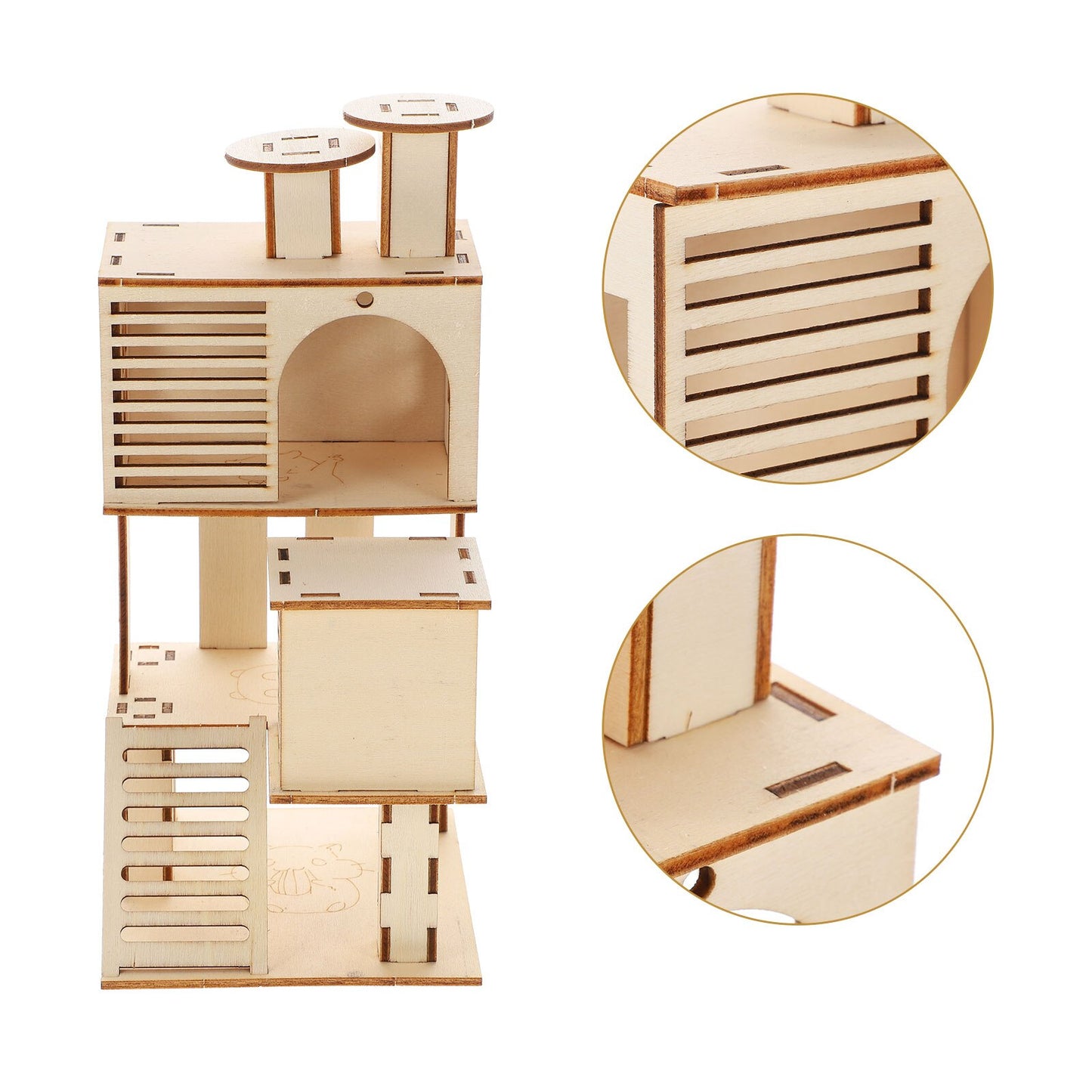 Hamster Ladder Small House Animal Wooden Playground Wood Chinchilla Cage Platform Hideout Accessories Hedgehog Rat Stand Ramp