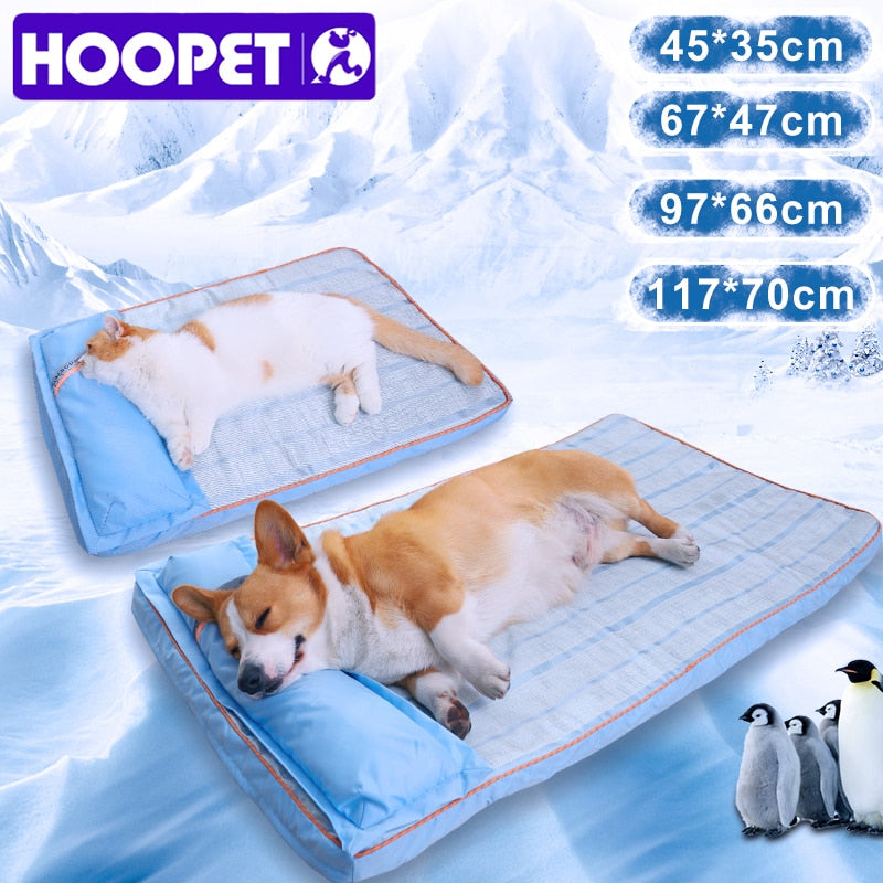HOOPET Summer Dog Bed Thick Mat for Dogs Pet Sofa with Pillow for Small Medium Large Dogs Cats Cooling Dog Pad Pet Supplies