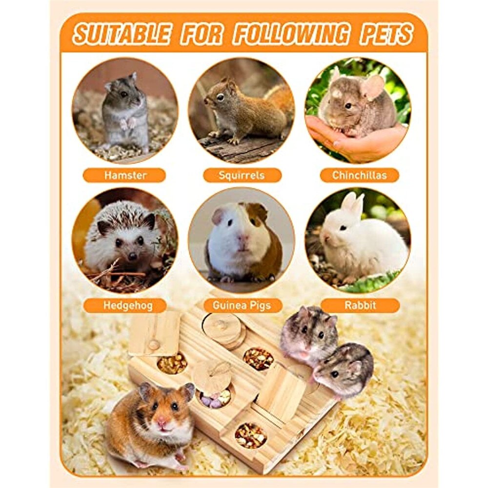 6 in 1 Guinea Pig Foraging Toys BunnyHamsters Interactive Enrichment Puzzle Toys Treat Dispenser for Small Animal Rabbits Rats