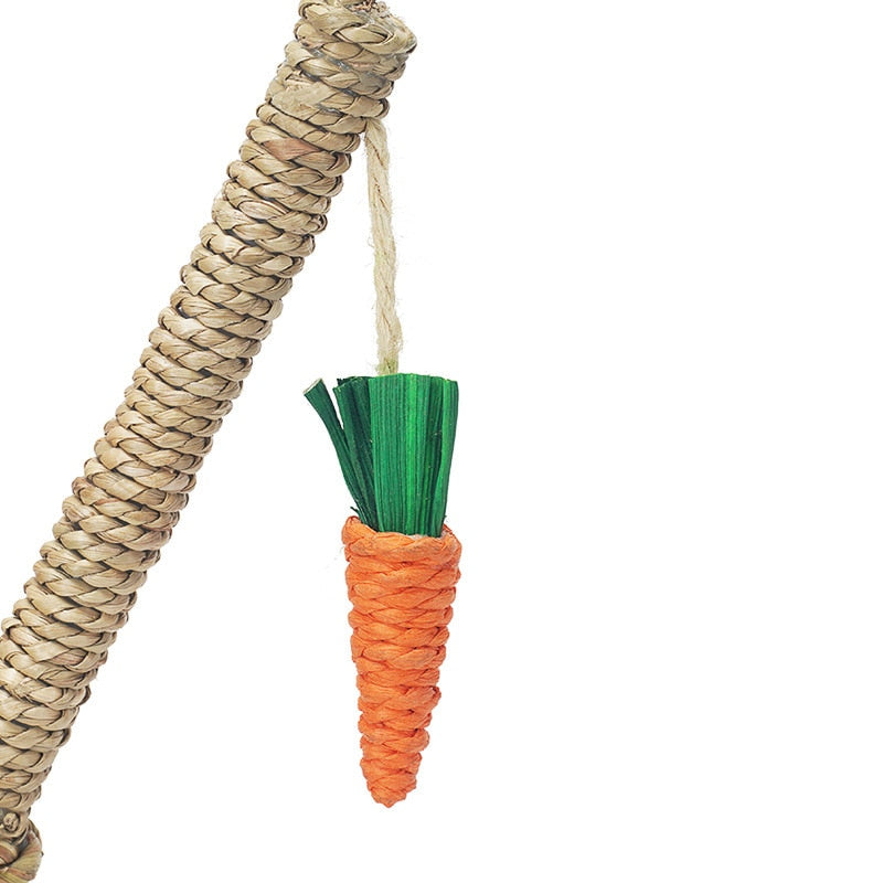 Rabbit Toy Tree Bunny Fun Chew Toy Pet Claw Grinding Board Rattan Grass Tree Play Carrot Toy For Small Animal Rabbit Stuff