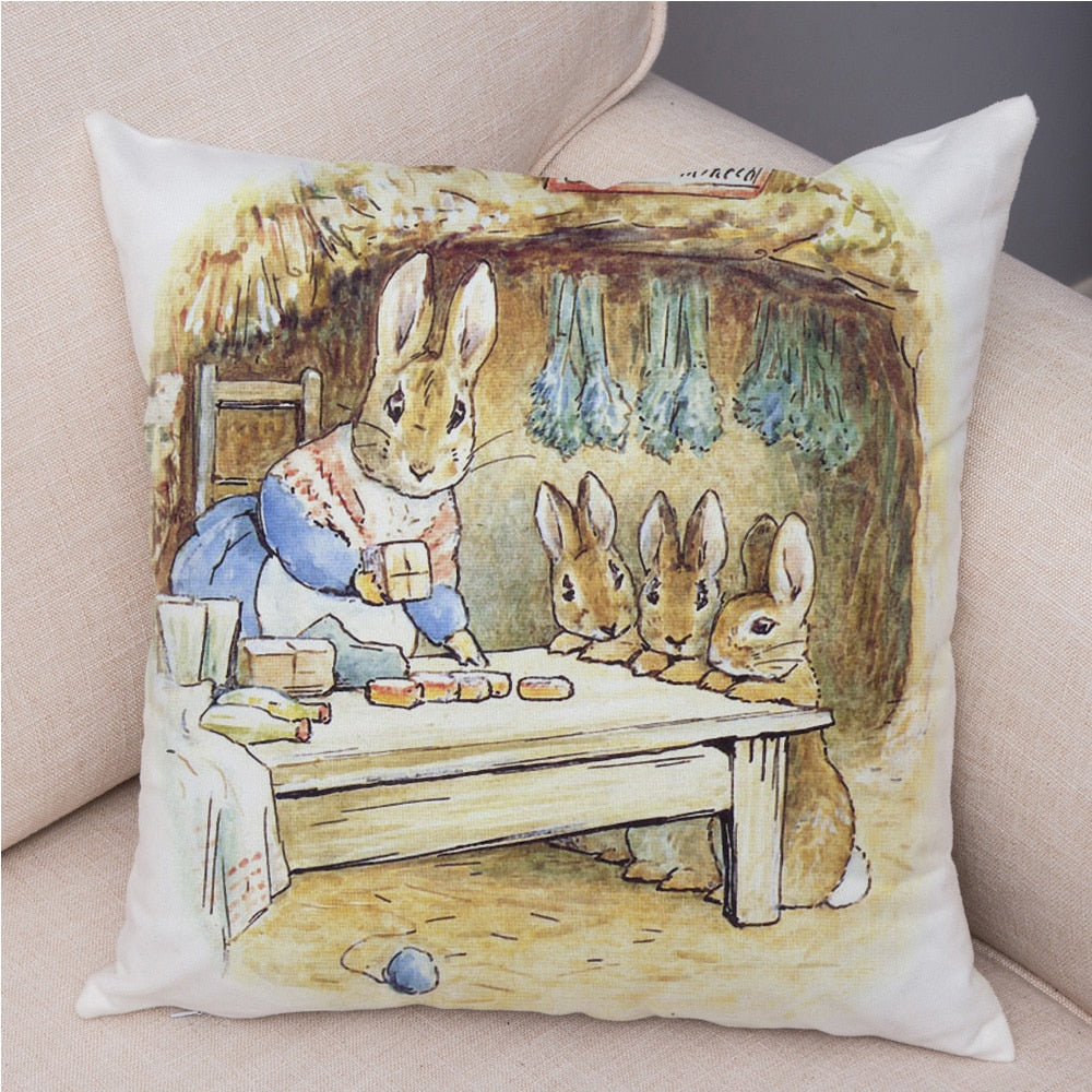 Cute Cartoon Rabbit Soft Plush Cushion Cover for Sofa Home Children Room Decor Fairy Tale Animal Pillowcase Pillow Case Covers