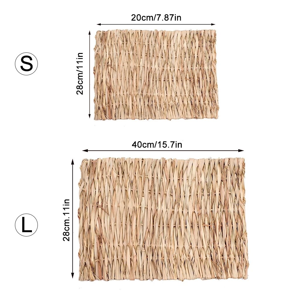 Rabbit Grass Chew Mat Small Animal Hamster Cage Bed House Pad Woven Straw Mat For Hamster Guinea Pig Pet House Cage Accessories