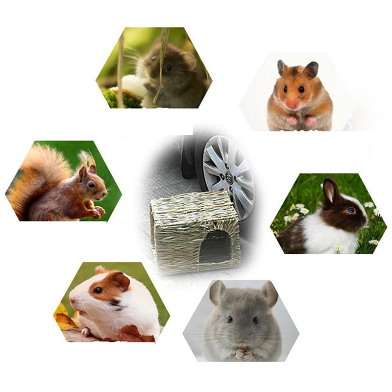 Foldable Woven Grass Pet Rabbit Hamster Guinea Pig Chinchilla Hedgehog Rutin Chicken Cage Nests House Chew Toy Dropshipping
