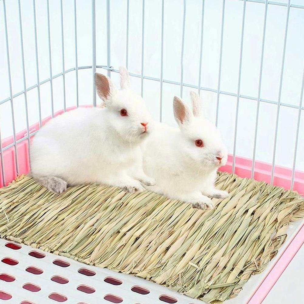 New Rabbit Grass Chew Mat Hamster Guinea Pig Cage Bed Nest Chew Woven House Small Animal Mat Rabbit Straw Pet Accessories P I2p7