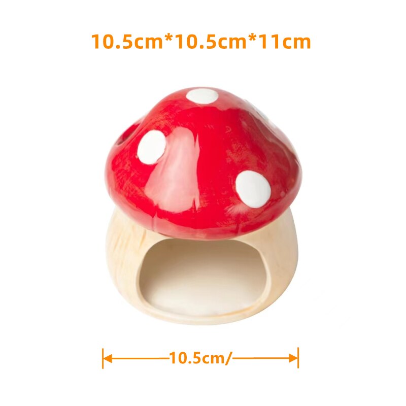 2023 Cute Hamster Cage Pet Items Ceramic Mushroom House Small Pet Bowl For Rabbit Ferret Rat Chinchilla Hedgehog Pet Products