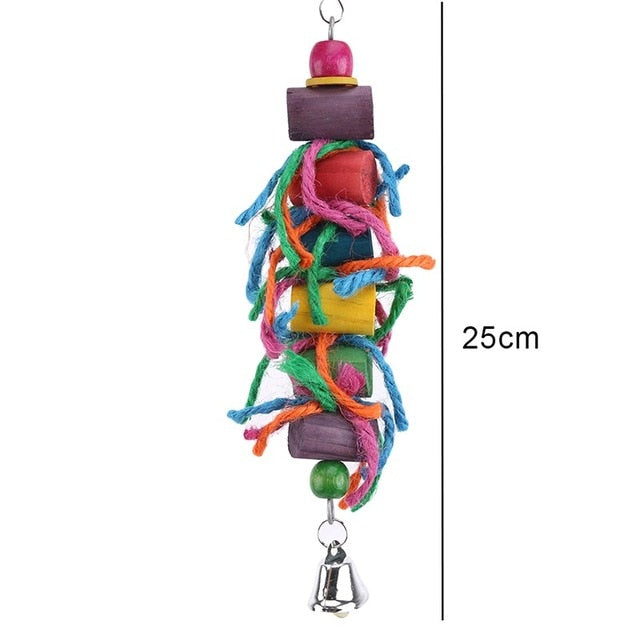 Parrots Toys Bird Swing Exercise Climbing Hanging Ladder Bridge Wooden Rainbow Pet Parrot Macaw Hammock Bird Toy With Bells