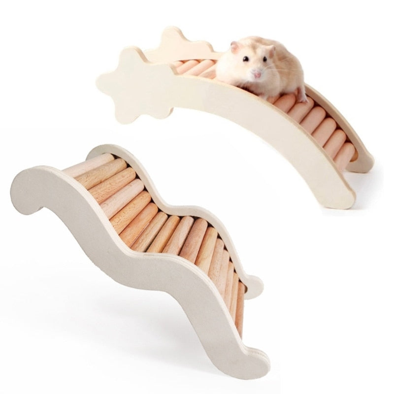 Wooden Pet Ladder Rabbit Climbing Bridge Toy Bird Nest Ladder Hamster House Accessories Chewing-Resistant Toy for Pet K5DC