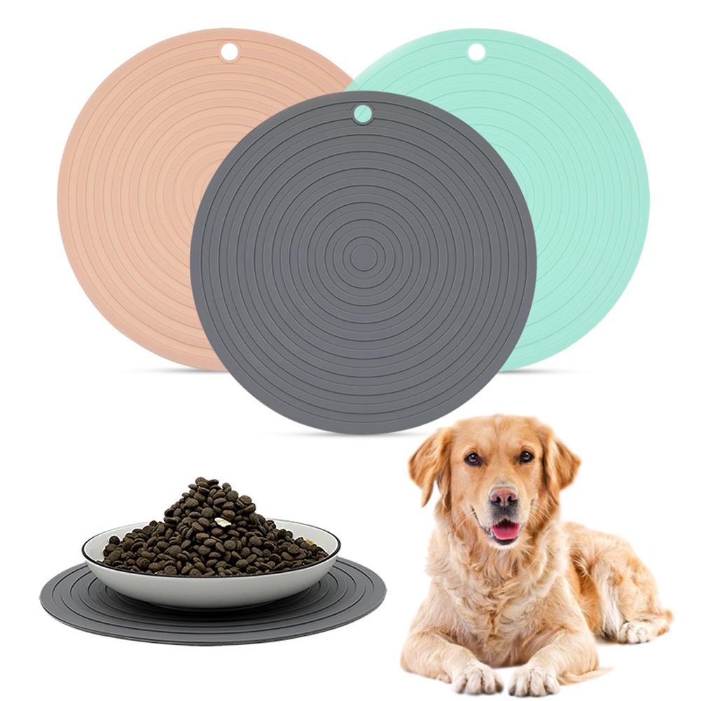 Pet Round Silicone Placemat Non-slip Solid Color Food Mat Bowl Pad Pet Supplies For Dogs Cats
