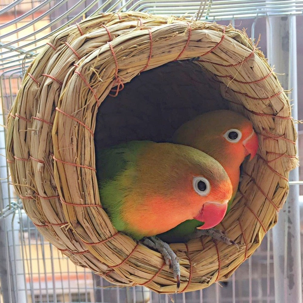 1PC Parrot Nest Straw Bird Nest Natural Handmade Warm Pigeon House Bedroom Courtyard Bird Cages Supplies Bird Cage Accessories