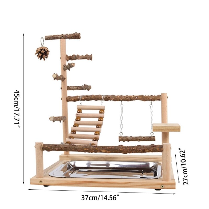 K5DC Parrot Playstand Bird Plays Stand Cockatiel Playground Wooden Perch Gym Ladder Cage Accessories