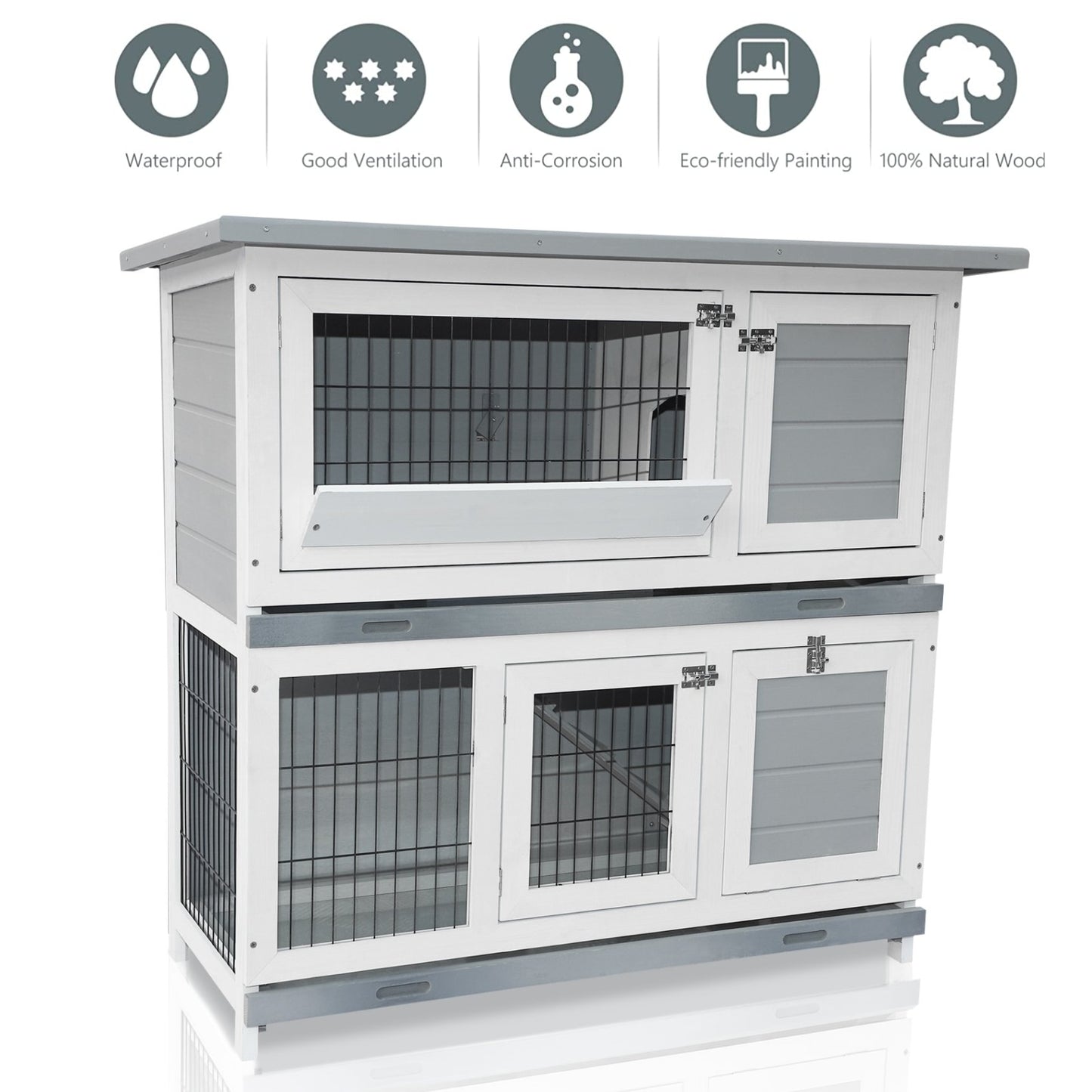 Wooden Rabbit Hutch Chicken Coop Pet House Small Animal Bunny Cage Waterproof