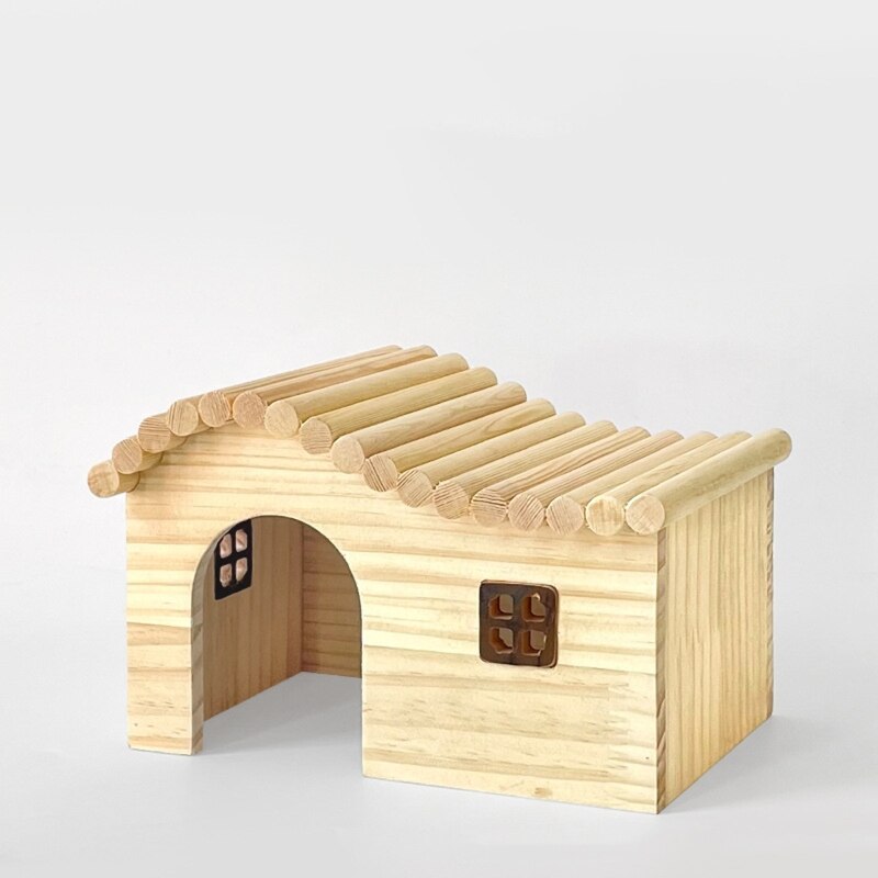 Cute Hamster House Hedgehog Climbing Toy Waterproof Wooden Small Animal Beds Anti-mite Cottage Pet Cozy Supplies D0LD