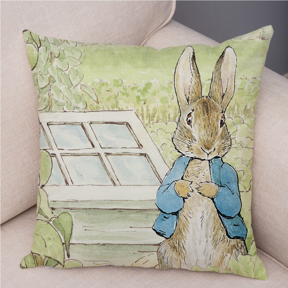 Cute Cartoon Rabbit Soft Plush Cushion Cover for Sofa Home Children Room Decor Fairy Tale Animal Pillowcase Pillow Case Covers