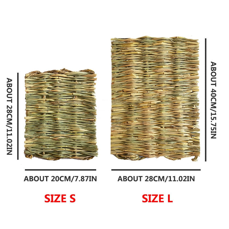 Hand-Woven Pad For Small Pets Rabbit Grass Cushion Hamster Plant Straw Cage Bed Mat For Guinea Pig Pet Cage Accessories Lapin