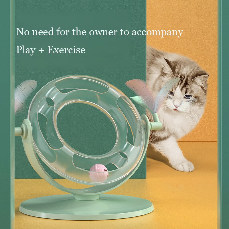 Cat Toy Funny Cat Stick Feather Toy Pet Self-Happy Spinning Track Toy Cat Scratching Board Boredom Relief Artifact With Bell