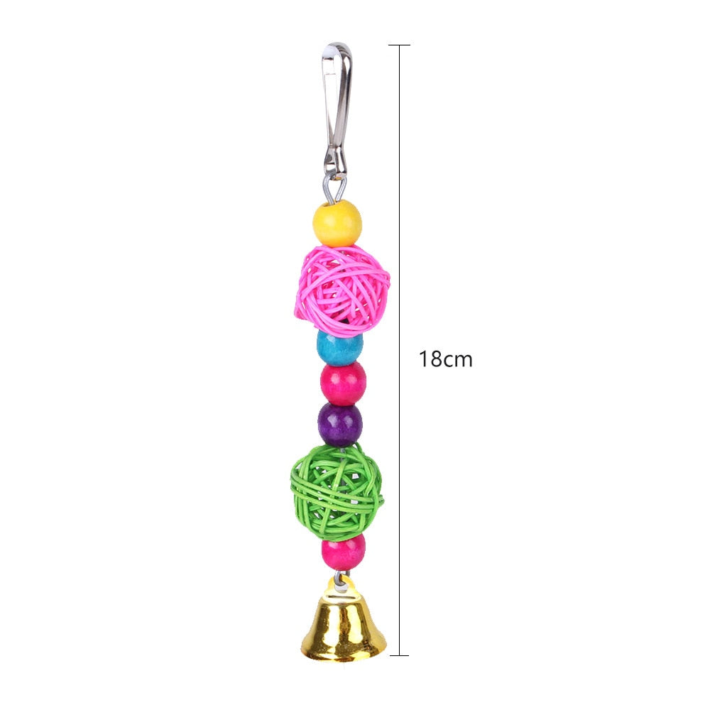 Parrot Bird Toys Accessories Articles Parakeet Cockatiels Bite Chew Toy For Parrot Training Budgie Toy Swing Ball Bell Standing