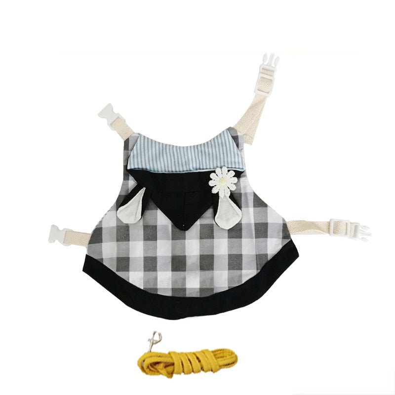 Cute Bunny Pet Vest Accessories Outdoor Leash Rabbit Clothes Harness Strap Leash for Rabbit Dress Clothes Harness for Rabbit