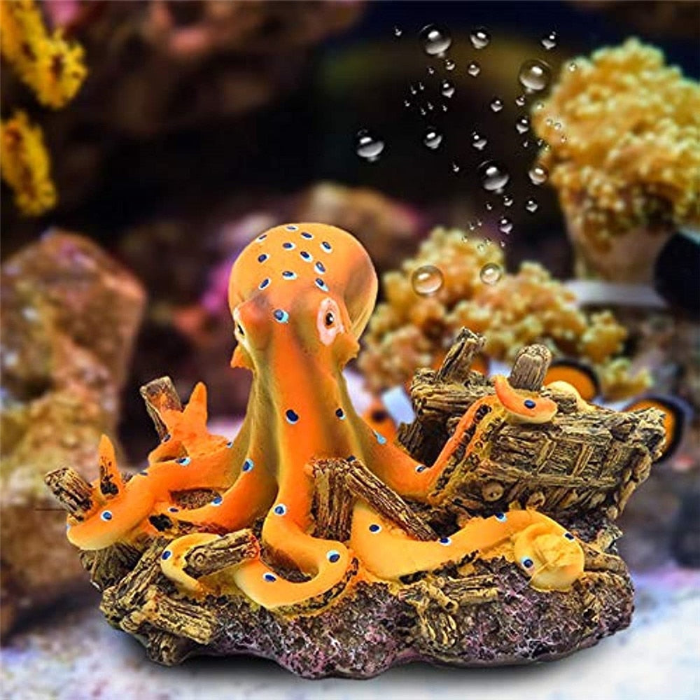 Resin Octopus Aquarium Decoration Fish Tank Plant Decor Vivid Simulation Landscape Ornament
