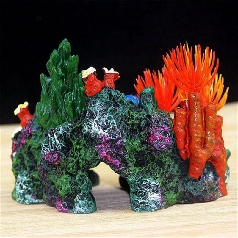 Aquarium Artificial Coral Decoration Resin Fish Tank Landscaping Decor Hiding Mountain Cave Betta Fish Hideaway Rock Coral Reef