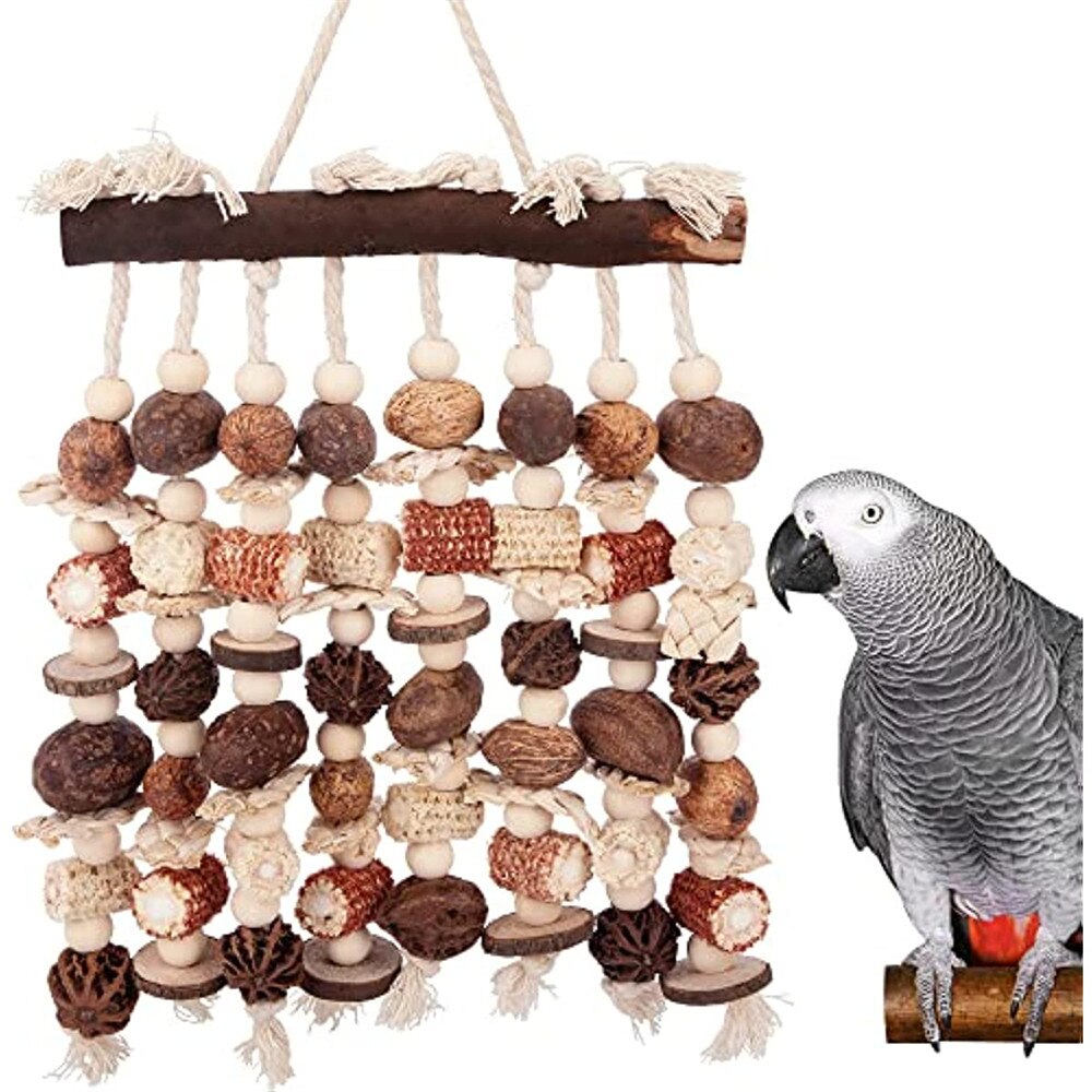 Large Bird Chewing Toy Parrot Parakeets Cage Bite Toys For Cockatoos African Grey Macaws Love Birds Toy Natural Wooden Blocks
