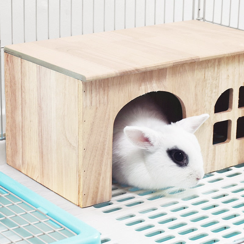 Solid Wood Rabbit Shelter Thick Wooden House That Can Be Bitten Chinchilla Guinea Pig Small Pet Cabin Small Pet Shelter
