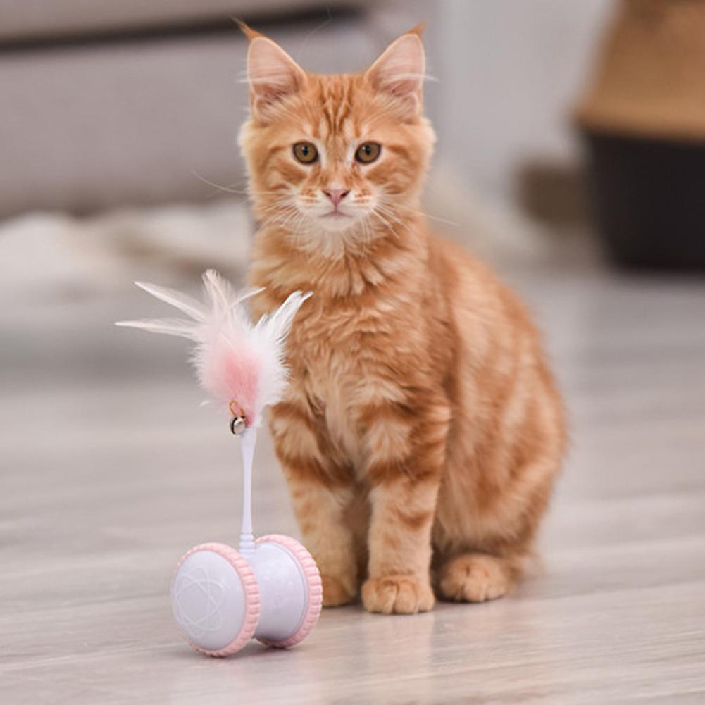 Electric Feather Cat Teaser Stick Smart Cat Self-happy Playing Wand Tumbler Toy Pet Supplies