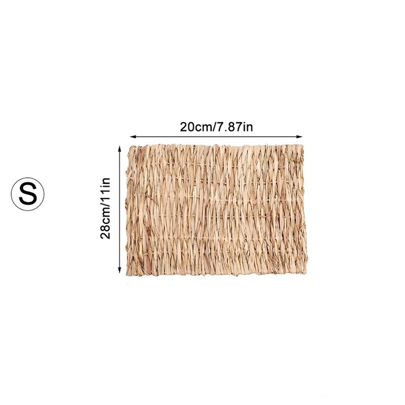 Rabbit Grass Chew Mat Small Animal Hamster Cage Bed House Pad Woven Straw Mat For Hamster Guinea Pig Pet House Cage Accessories