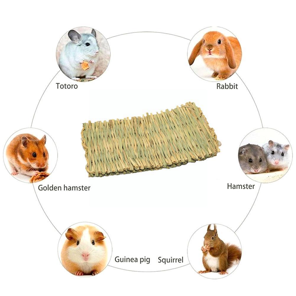 New Rabbit Grass Chew Mat Hamster Guinea Pig Cage Bed Nest Chew Woven House Small Animal Mat Rabbit Straw Pet Accessories P I2p7