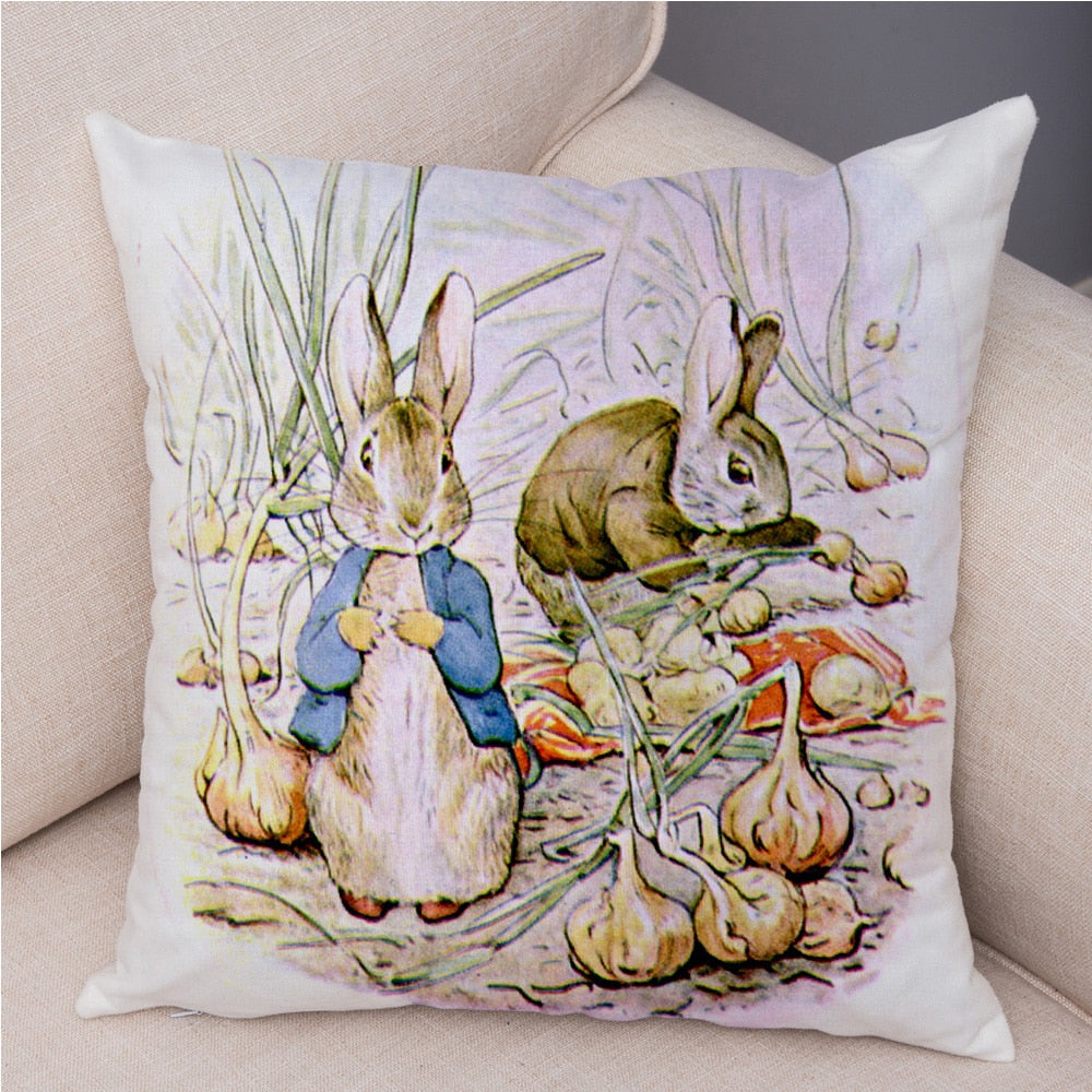 Cute Cartoon Rabbit Soft Plush Cushion Cover for Sofa Home Children Room Decor Fairy Tale Animal Pillowcase Pillow Case Covers