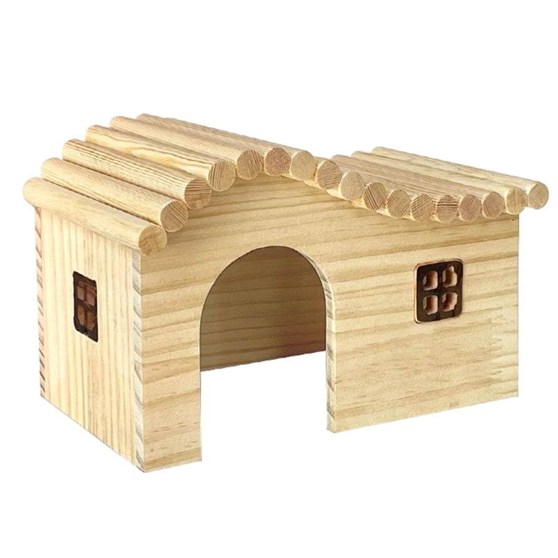 Cute Hamster House Hedgehog Climbing Toy Waterproof Wooden Small Animal Beds Anti-mite Cottage Pet Cozy Supplies D0LD