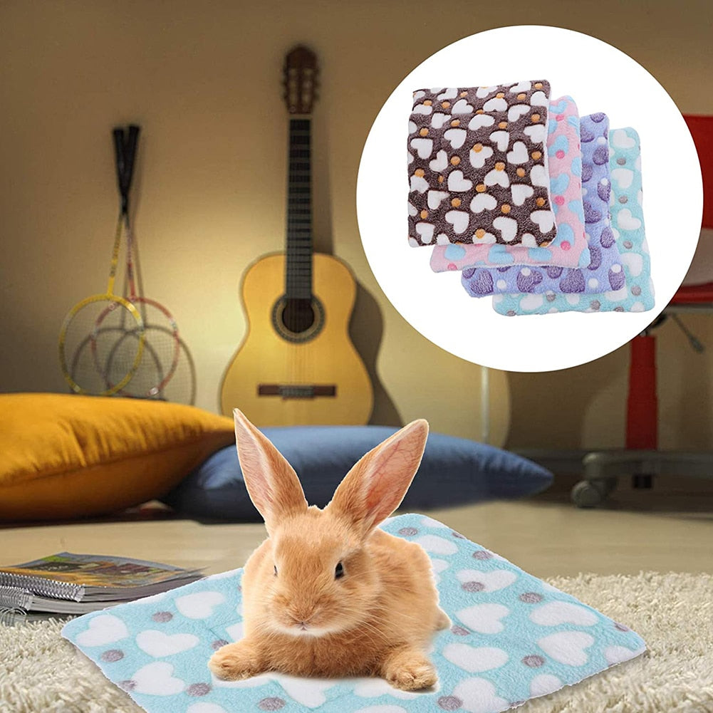 Rabbit Pet Sleeping Bed Mat Small Animals Fleece Pad Winter Thick Warmer Mattress Hamster Nest Cute Home House Pet Warmer Supply