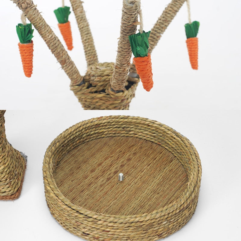 Rabbit Toy Tree Bunny Fun Chew Toy Pet Claw Grinding Board Rattan Grass Tree Play Carrot Toy For Small Animal Rabbit Stuff