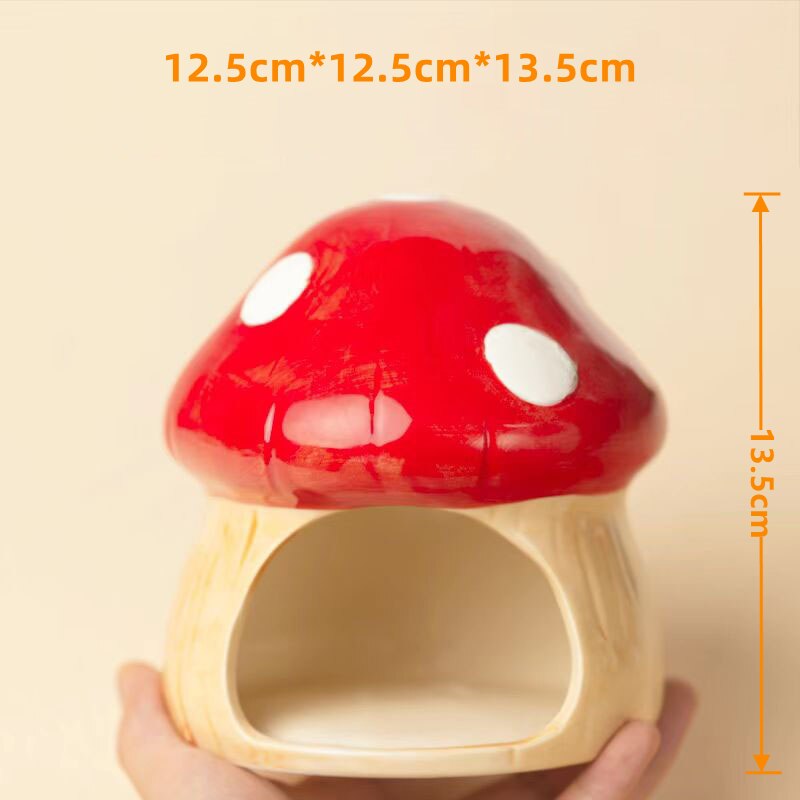 2023 Cute Hamster Cage Pet Items Ceramic Mushroom House Small Pet Bowl For Rabbit Ferret Rat Chinchilla Hedgehog Pet Products
