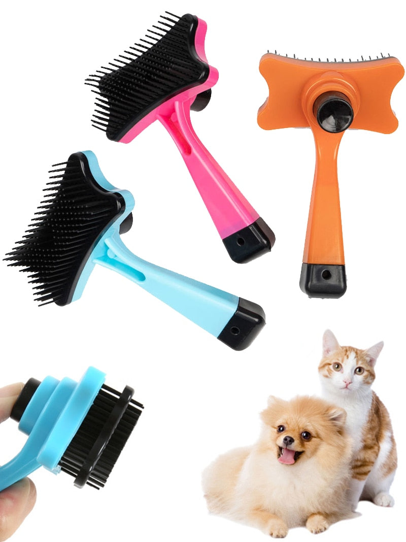 Pet Hair Remover Dog Cat Loose Hair Comb Plastic Shedding Hair Grooming Tool Brush Self Cleaning Massage Brush For Tangled Hair