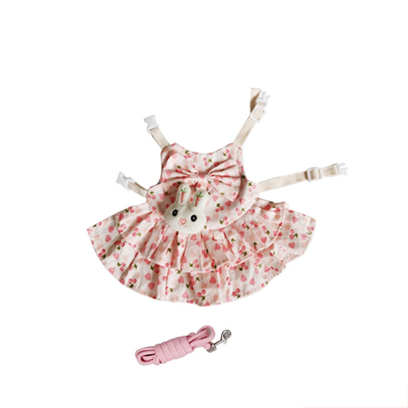 Cute Bunny Pet Vest Accessories Outdoor Leash Rabbit Clothes Harness Strap Leash for Rabbit Dress Clothes Harness for Rabbit