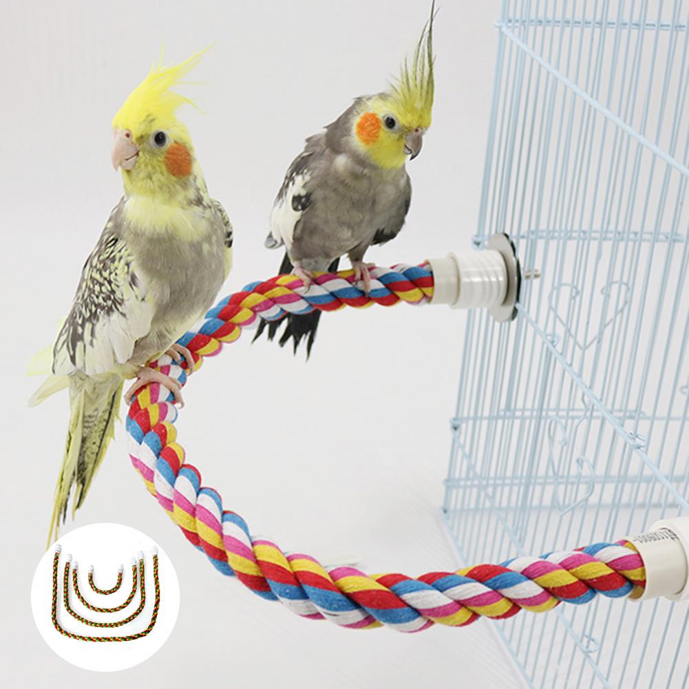 Bird Bite Toy Multi-color Parrot Standing Woven Rope Toy Bird Chew Toy Bendable Pet Parrot Standing Perches For Parakeet