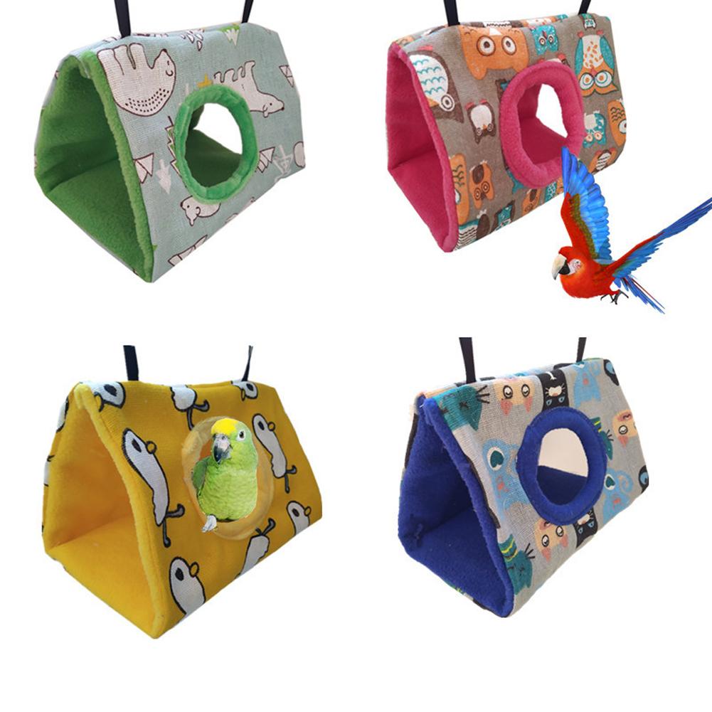 Birds Hanging Hammock Soft Comfortable Parrot Triangular Cotton Nest With Hole For Lovebird Budgerigar Cockatiel