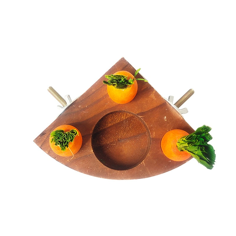 Rabbit Wooden Carrot Snack Box Chinchilla Guinea Pig Hamster Bunny Cage Food Bowl Small Animal Feeding Supplies Toy Pet Item